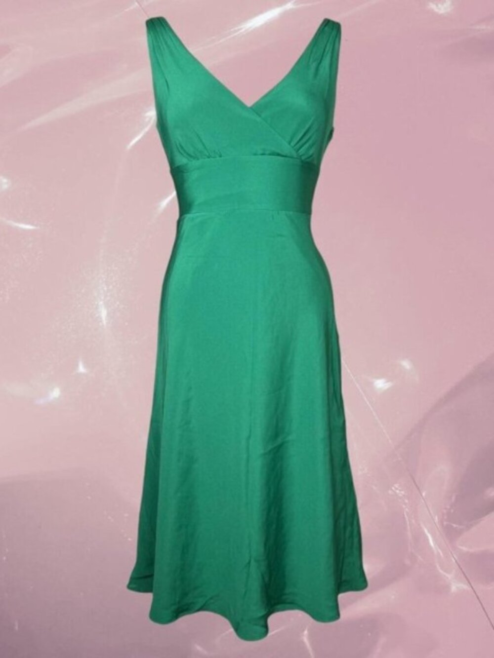 J Crew Y2K Emerald green silk dress with V-neckline - Size 10 NWT